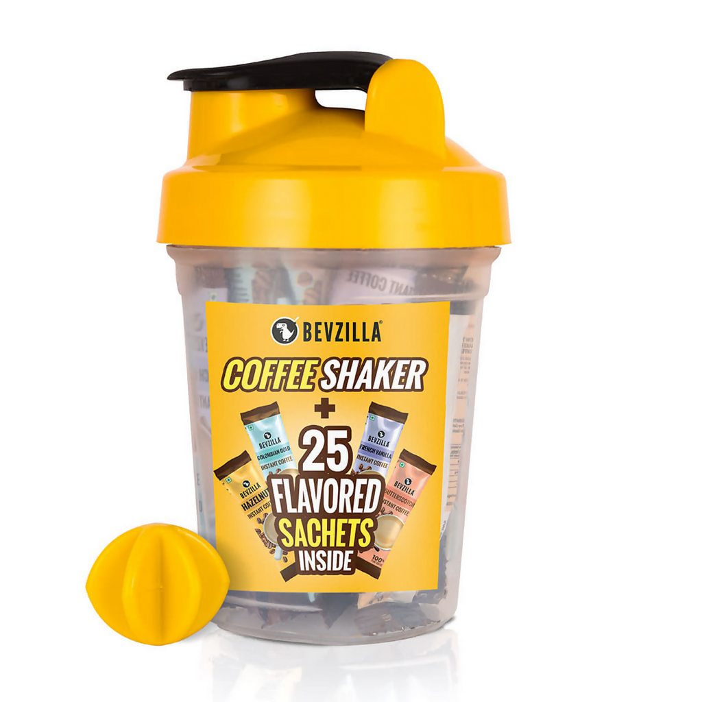 Bevzilla 25 Flavoured Coffee Sachets + Shaker | Grocsy