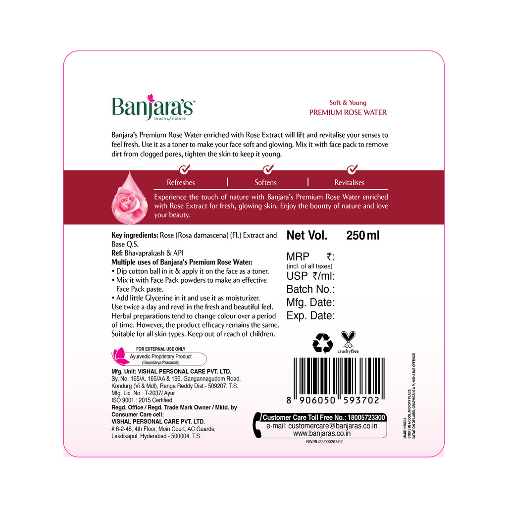 Banjara's Premium Rose Water | Grocsy