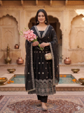 Teeya Creation Premium Black Ethnic Kurti With Sharara And Embellished Dupatta Set | Grocsy