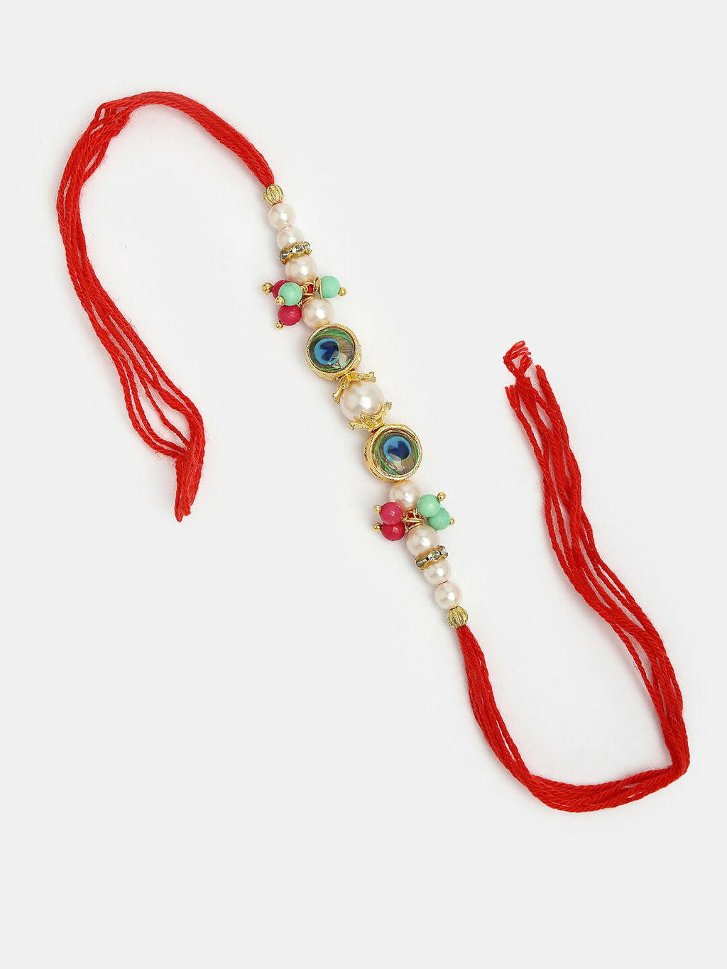 NVR Women & Men Set of 2 Multicolor Artificial Beads Bhaiya Bhabhi Rakhi With Roli Chawal & Chocolate | Grocsy