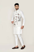 Joban Fashion White Colored Art Silk Fabric Kurta, Jacket With Straight Fit Pant | Grocsy