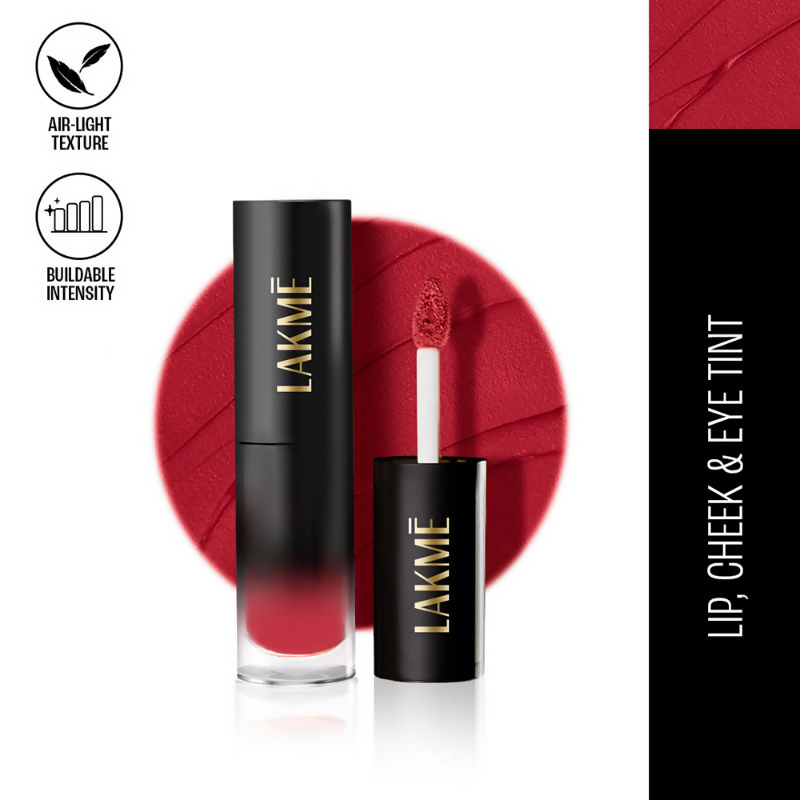 Lakme Xtraordin-Airy One-And-Done Lip, Eye & Cheek Tint - Crimson Kiss | Grocsy