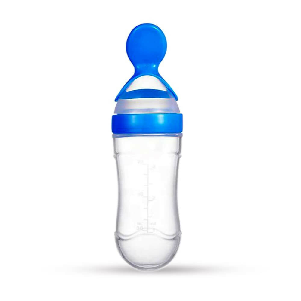 Goodmunchkins Silicone Spoon Food Feeder Silicone Bottle for Babies-Blue | Grocsy