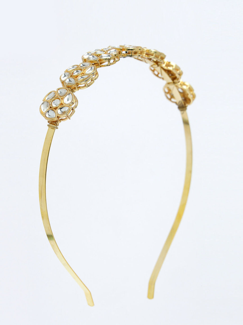 NVR Women's Gold-Polished Kundan Embellished Hairband | Grocsy
