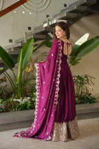 Teeya Creation Rani Color Heavy Crush Silk Wedding Wear Embroidery Work Long Gown | Grocsy