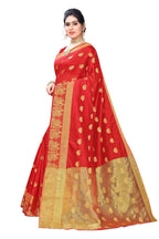Vamika Banarasi Jacquard Weaving Red Saree | Grocsy