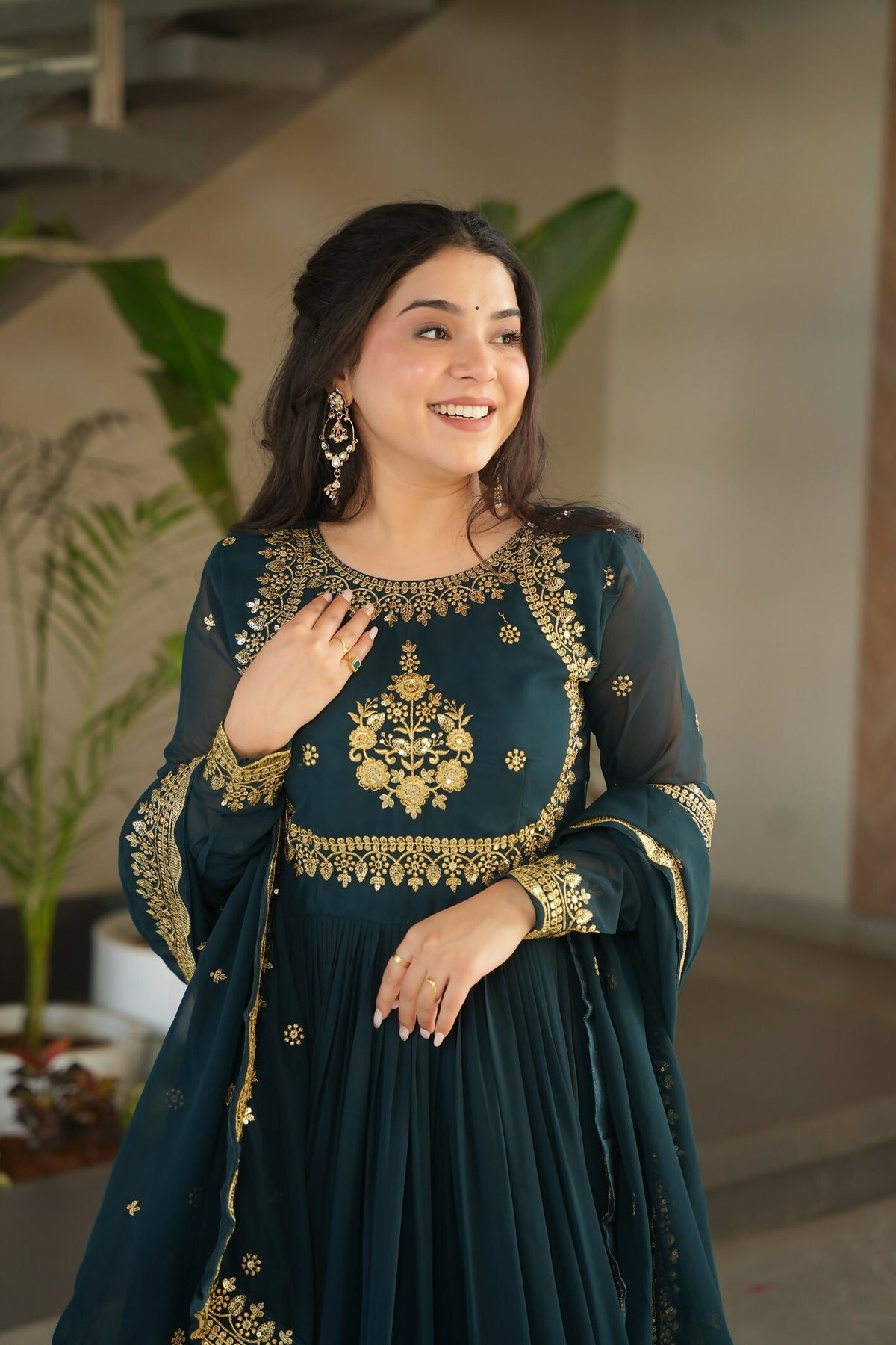 Joban Fashion Rama Georgette Sequence Embroidery Work Kurta Set | Grocsy