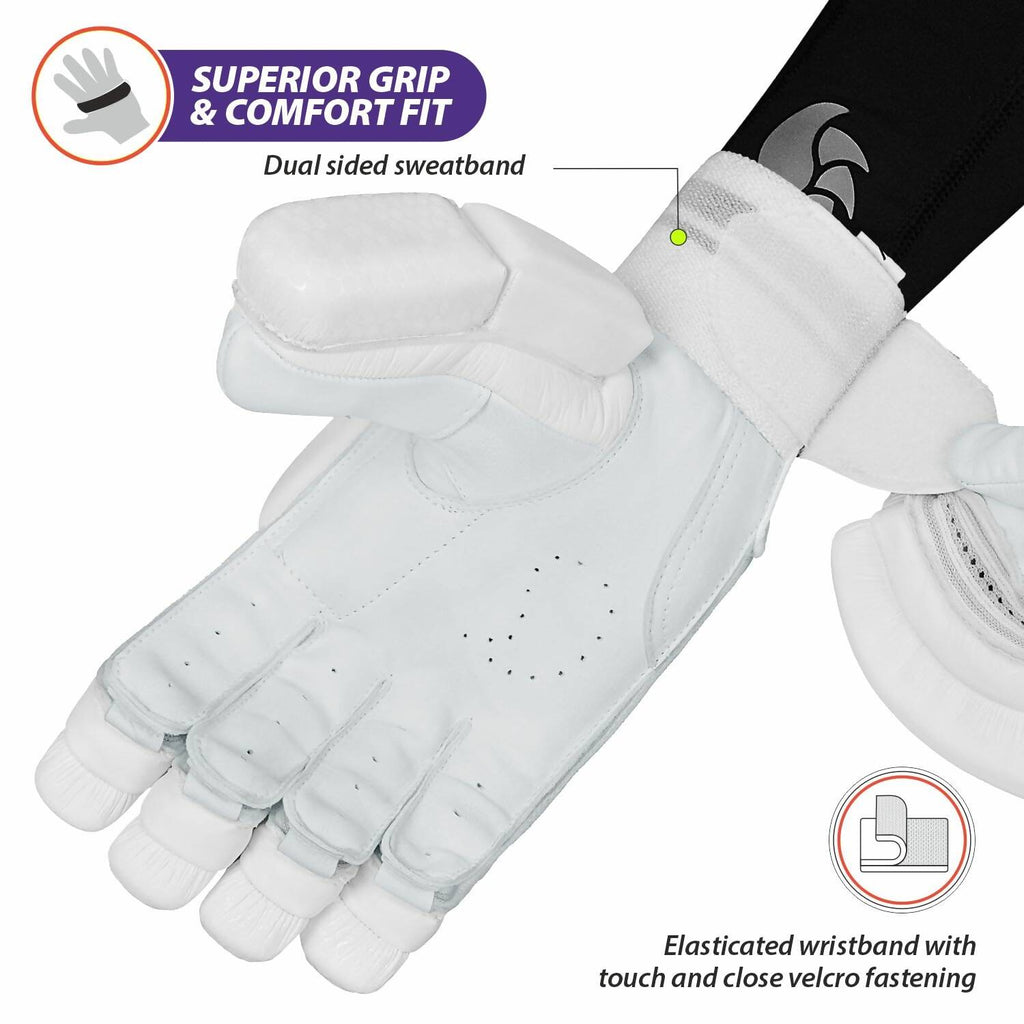 DSC Krunch 7.0 Men's Leather Right Hand Cricket Batting Gloves - Size Small (White Orange) | Grocsy