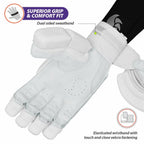 DSC Krunch 7.0 Men's Leather Right Hand Cricket Batting Gloves - Size Small (White Orange) | Grocsy