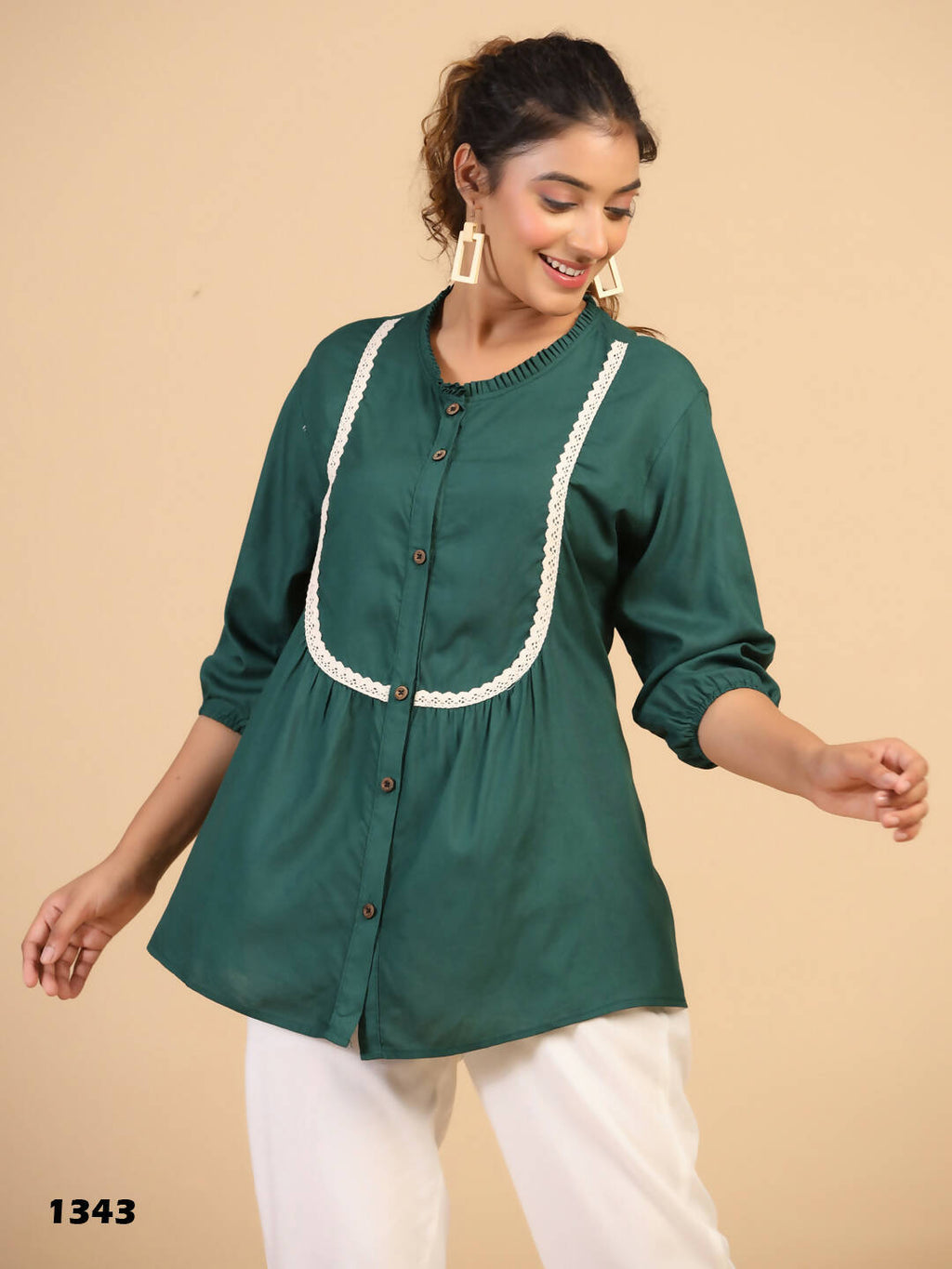 Womens Green Rayon Solid Top - Keeva | Grocsy