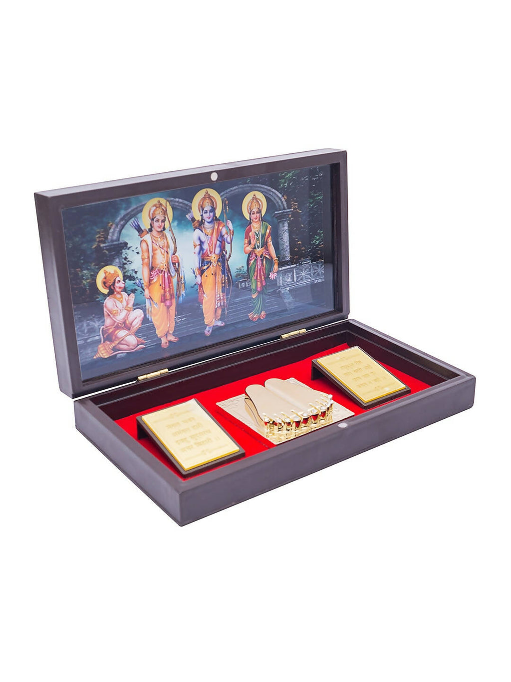 Golden Peacock 24 Ct Gold-Polished & Brown Ram Darbaar Pooja Box | Grocsy