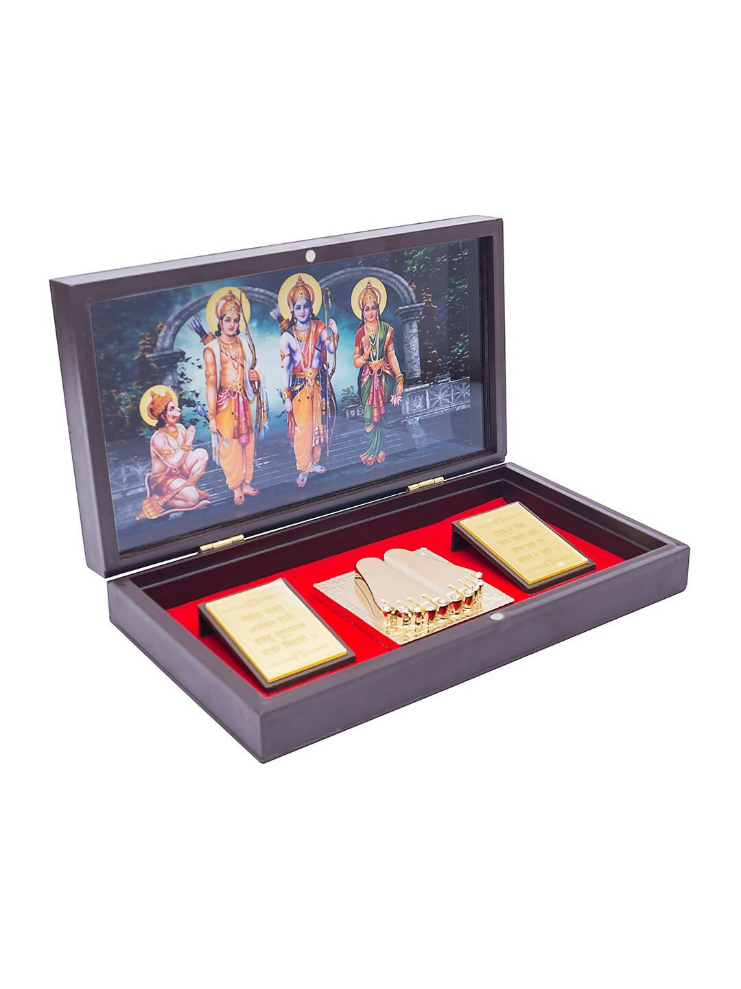 Golden Peacock 24 Ct Gold-Polished & Brown Ram Darbaar Pooja Box | Grocsy
