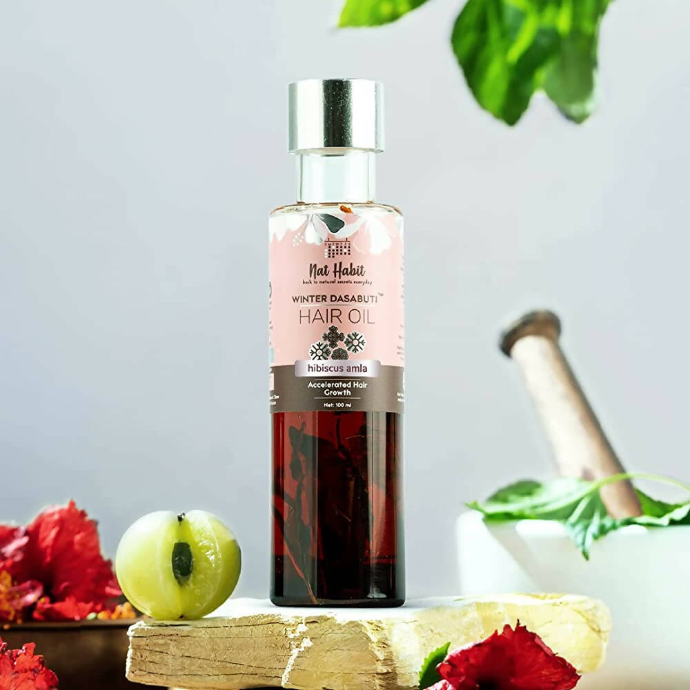 Nat Habit Hibiscus Amla Winter Dasabuti Hair Oil | Grocsy