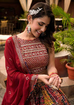 Women's Wedding Traditional Multi Dull Satin Lehenga Choli - Kaushlya | Grocsy
