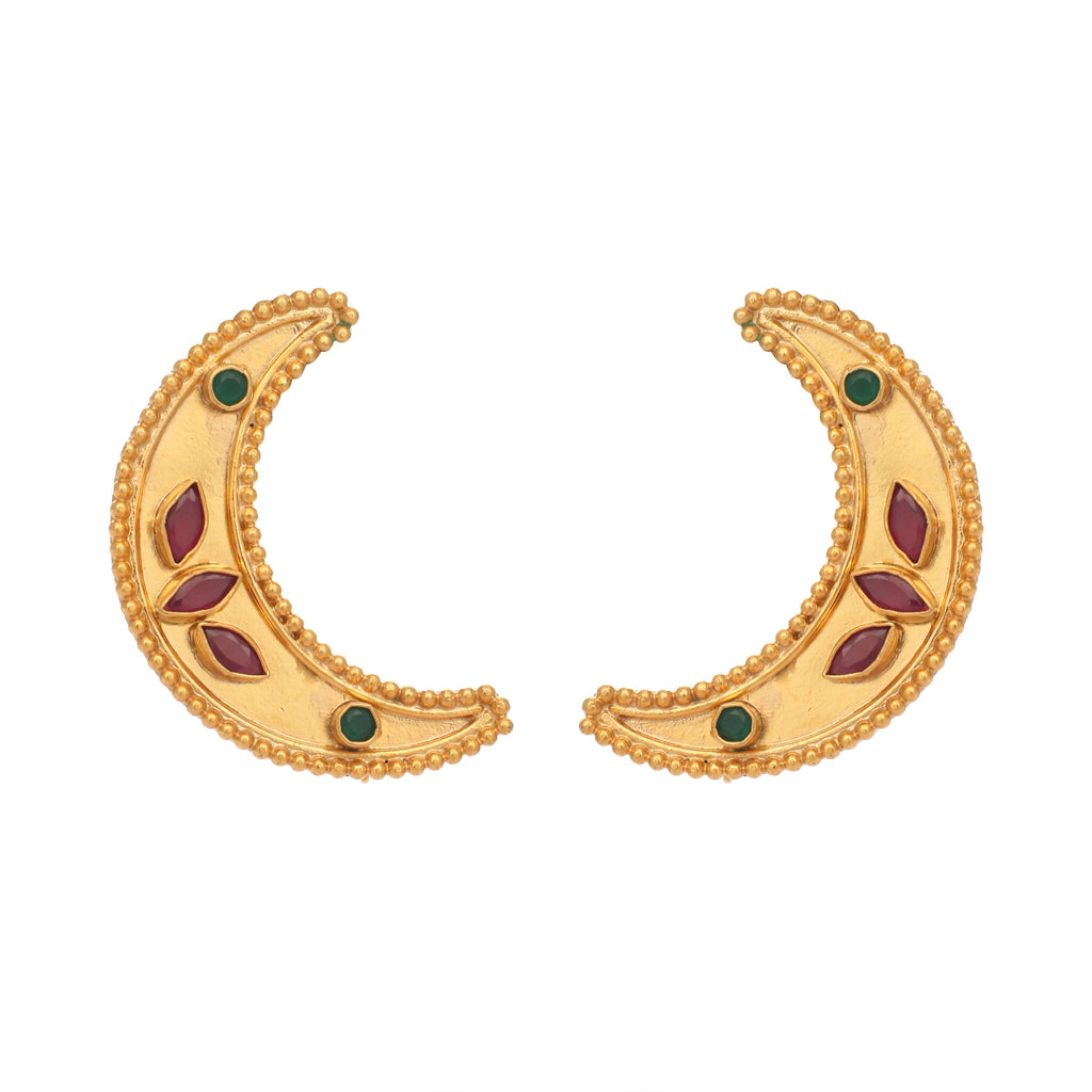 Nuyug 22K Gold Plated Pink Lunar Earrings | Grocsy