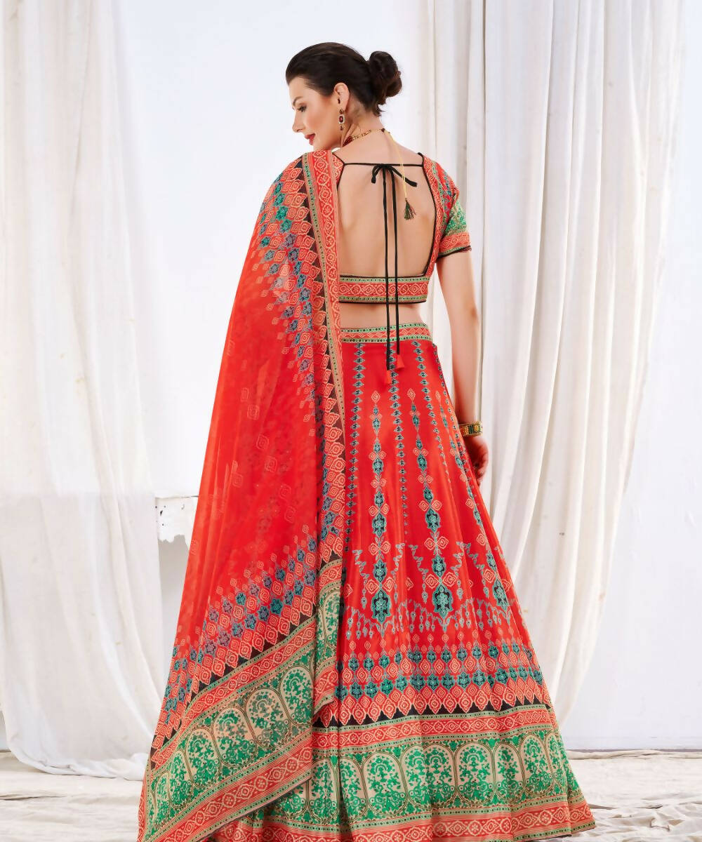 Wedding Designer Red Chinon Lehengha Choli - Anbazaar | Grocsy