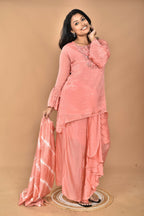 Morchari Women And Hand Embroidery Palazzo Set-Peach | Grocsy