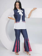 Joban Fashion White Rayon Crepe Hand-Embellished (Mirror Work) Sharara with Shirt and Jacket | Grocsy