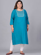 Sztori Women Yoke Design Flared Sleeves Thread Work Kurta | Grocsy