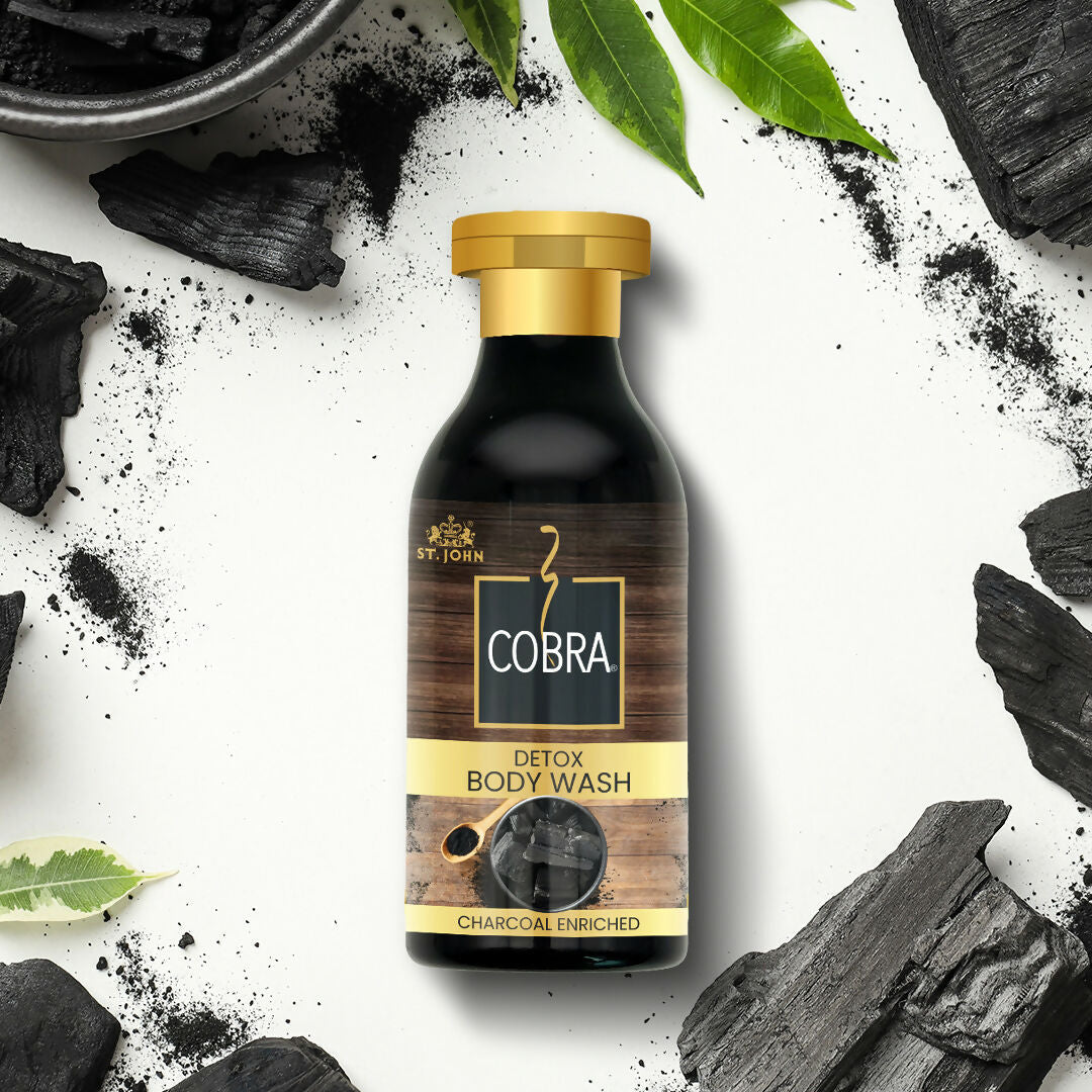ST.JOHN Cobra Activated Charcoal Enriched Body Wash for Deep Cleansing, Detox & Refreshing Fragrance For All Skin Types | Grocsy