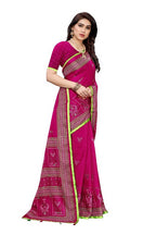 Vamika Embroidery Pink Jute Silk Saree (Jhulka Pink) | Grocsy