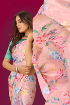 Aayaa Designer Printed Satin Saree - Multi Color | Grocsy