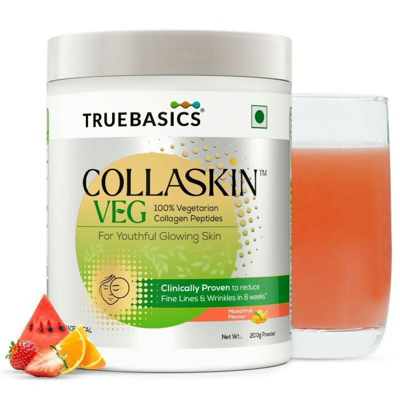 TrueBasics Collaskin Mixed Fruit Flavour 100% Vegetarian Collagen Peptides | Grocsy
