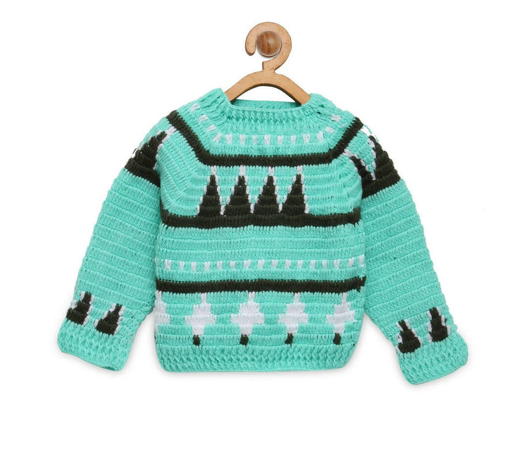 Chutput Kids Green Coloured Solid Pullover with Field Detail | Grocsy