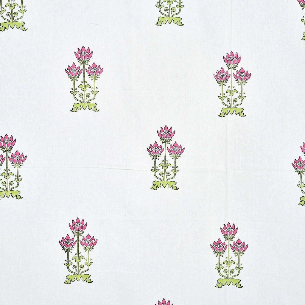 Floral Hand Block Printed Double 90x108 Inches Bedspread with 2 Pillow Covers | Grocsy