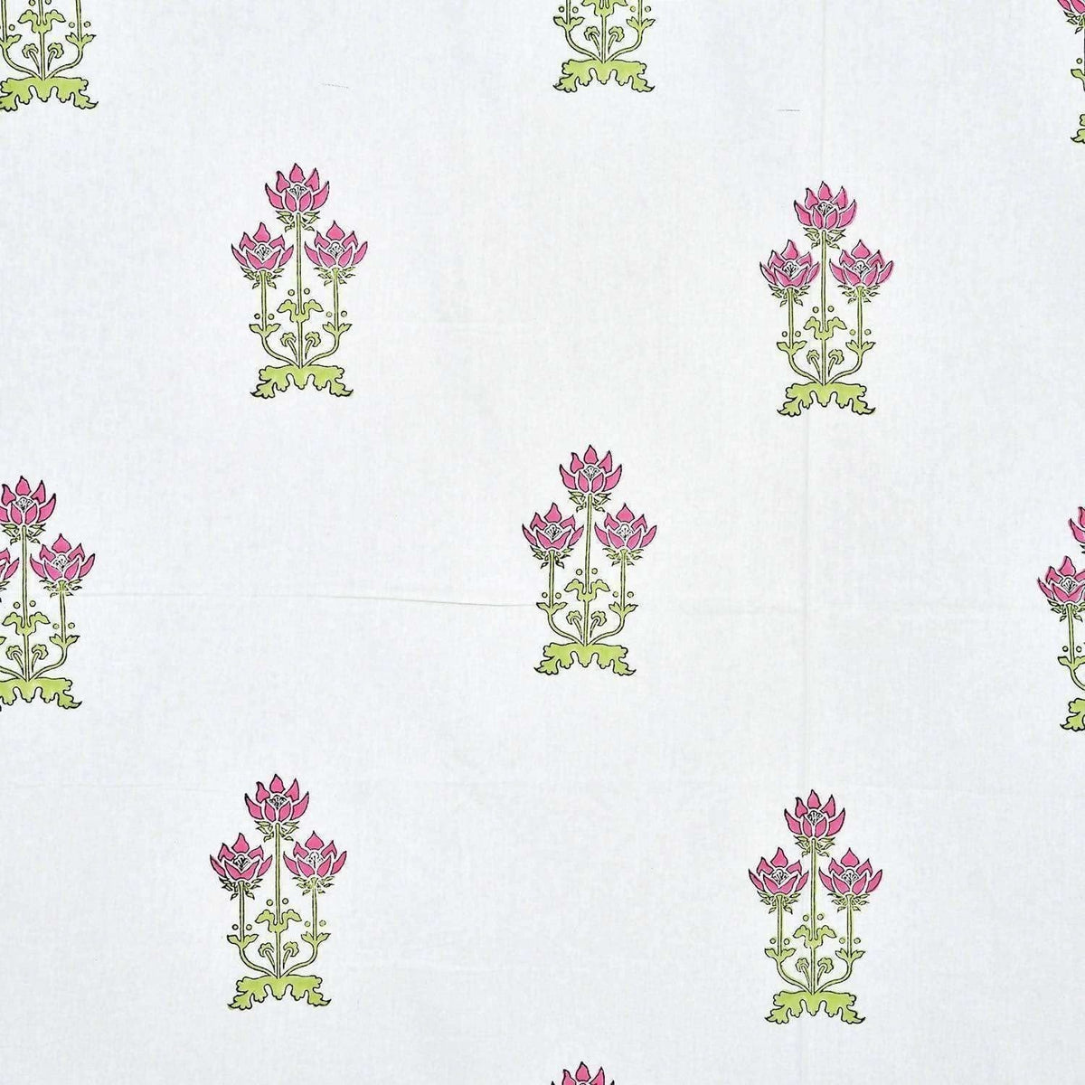 Floral Hand Block Printed Double 90x108 Inches Bedspread with 2 Pillow Covers | Grocsy