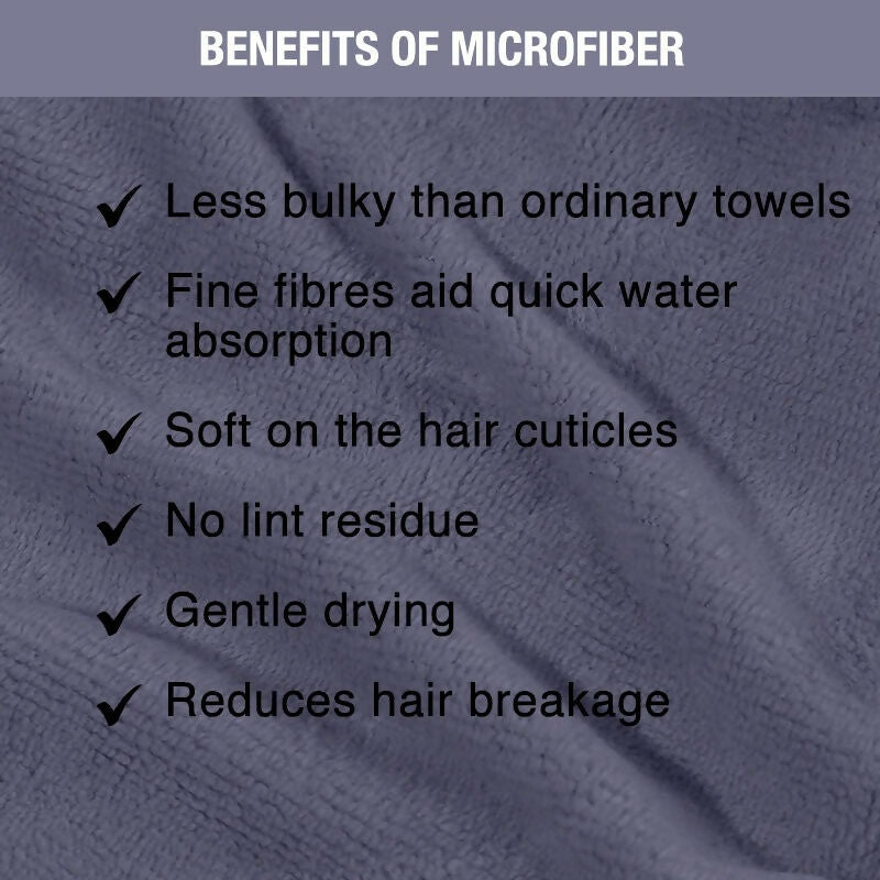 Nykaa Naturals Microfiber Hair Wrap for Frizz Free & Shiny Hair - Grey | Grocsy