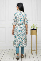 Myshka Women Multi Floral Cotton A-Line Mandarin Collar Kurtas | Grocsy