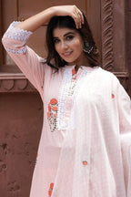 Yufta Peach Printed Dupatta Set | Grocsy