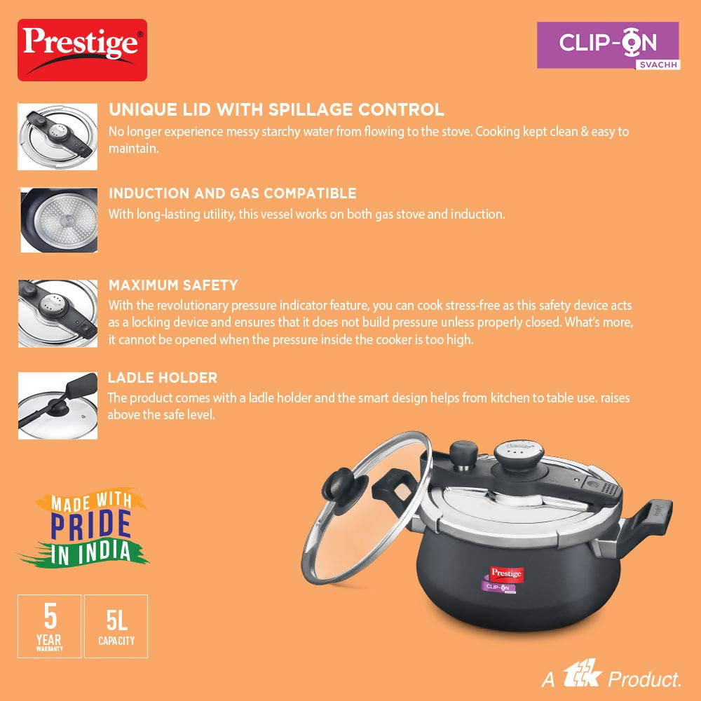 Prestige Clip On Hard Anodised Pressure Cooker | Grocsy
