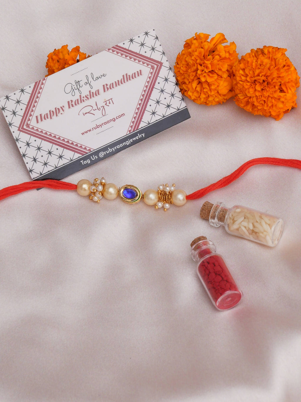 Designer kundan Rakhi - Ruby Raang | Grocsy