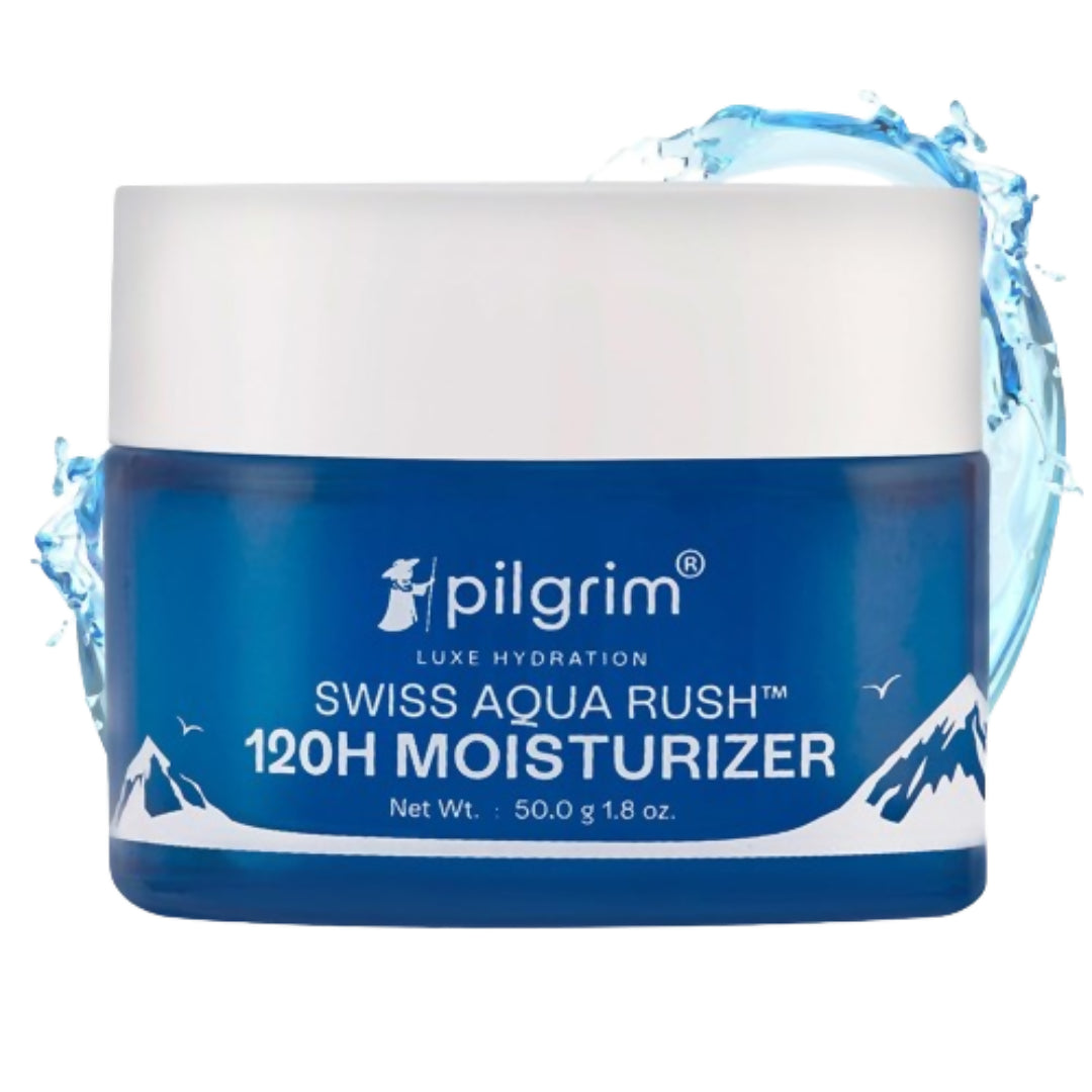 Pilgrim Swiss Aqua Rush 120H Moisturizer Strengthens skin barriers, Plump & glowing skin | Grocsy