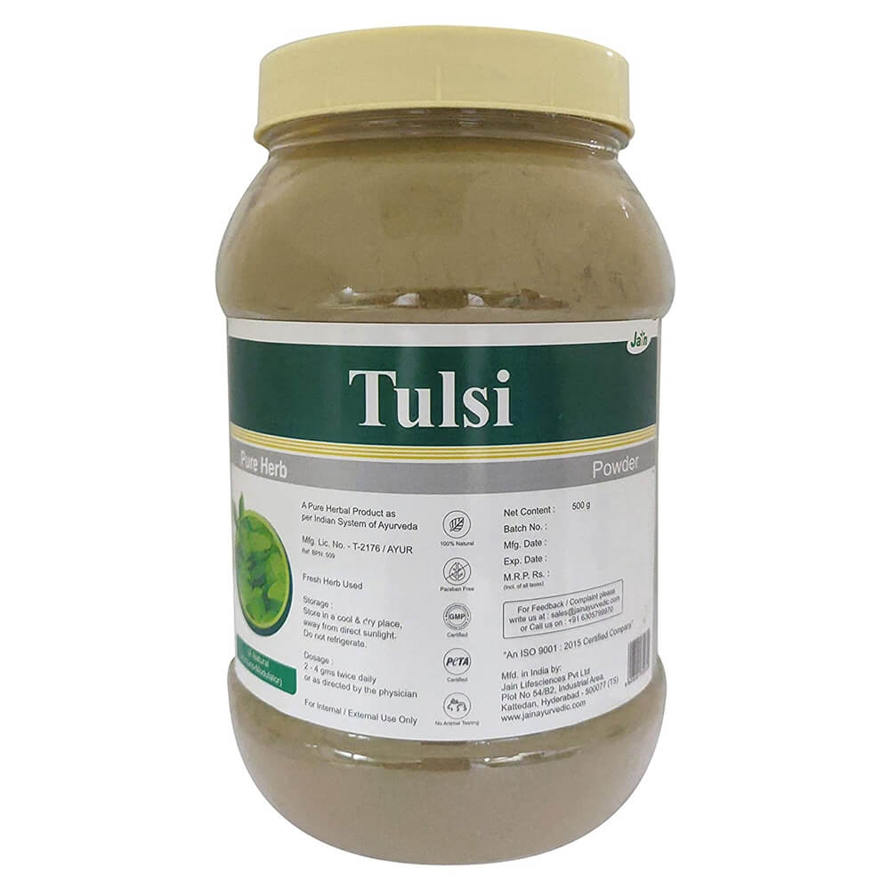Jain Tulsi Ocimum Sanctum/Holy Basil Pure Powder - 400 g | Grocsy