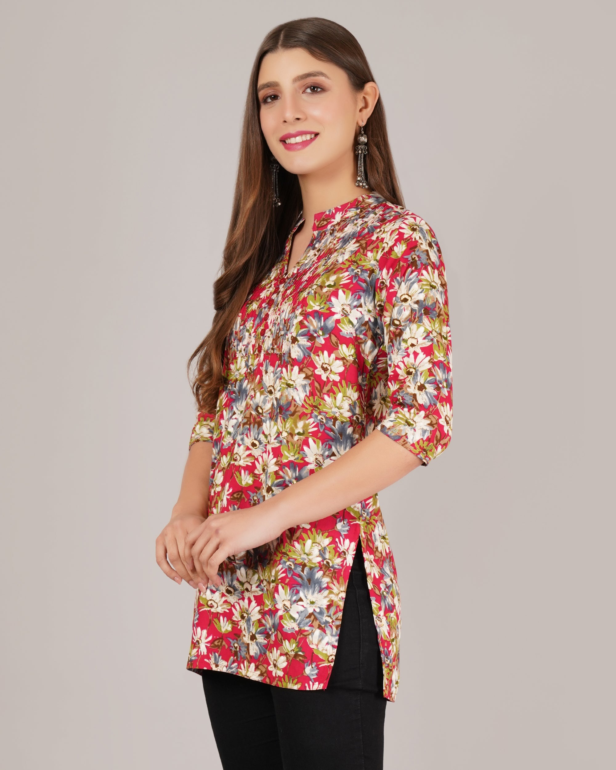 Jaitra Apparels Women Printed Rayon Straight Kurta (Multicolor) | Grocsy