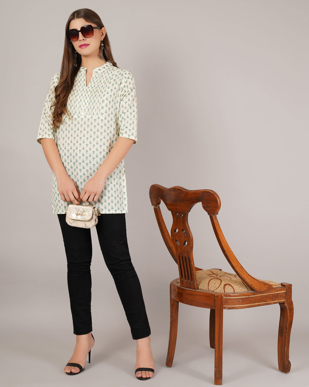 Jaitra Apparels Women Printed Rayon Straight Kurta (Off White) | Grocsy