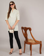Jaitra Apparels Women Printed Rayon Straight Kurta (Off White) | Grocsy
