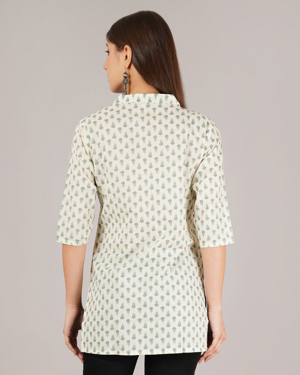 Jaitra Apparels Women Printed Rayon Straight Kurta (Off White) | Grocsy