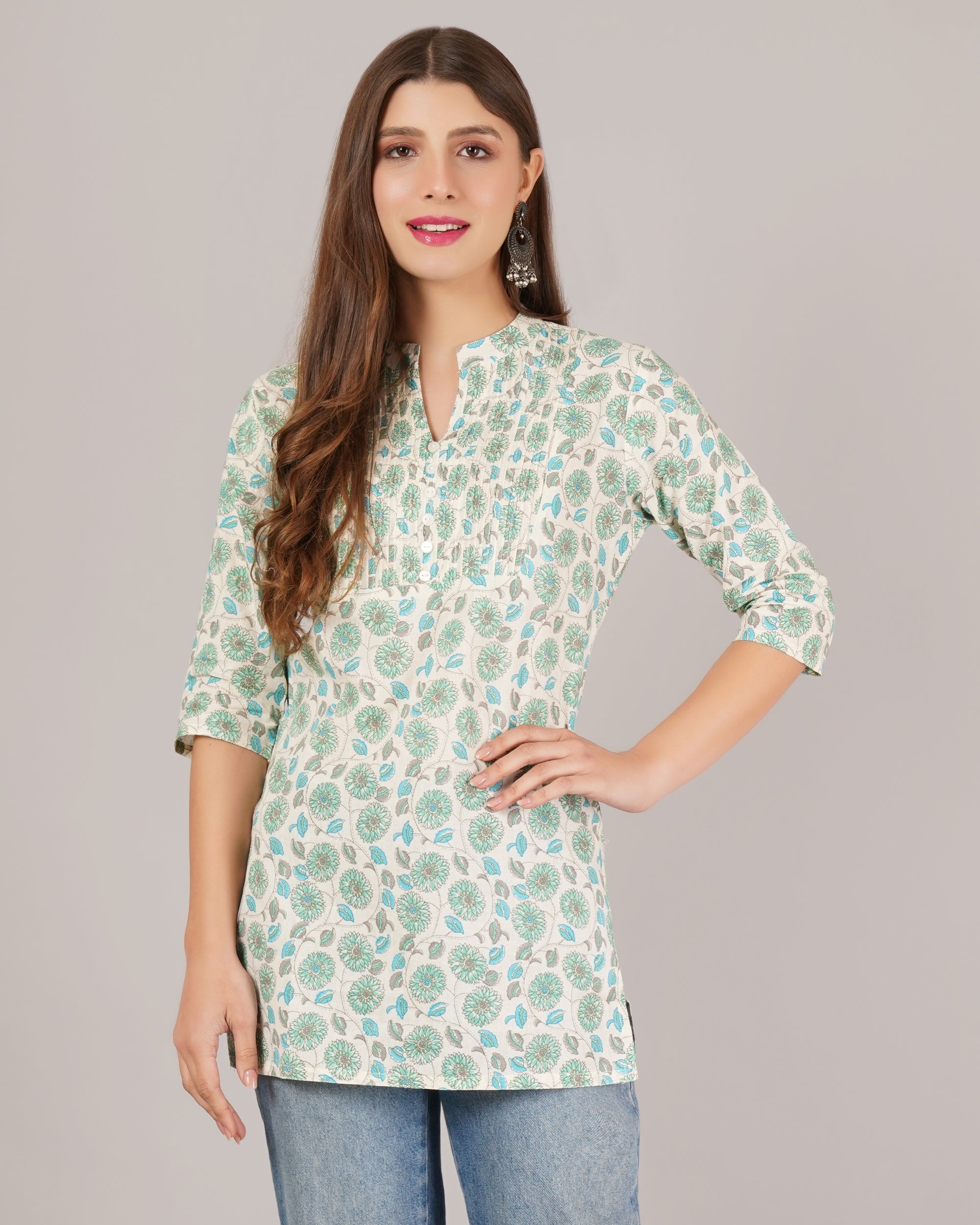 Jaitra Apparels Women Printed Rayon Straight Kurta (Off White) | Grocsy