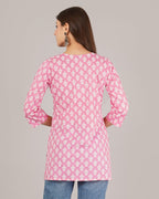 Jaitra Apparels Women Printed Pure Cotton Straight Kurta (Pink) | Grocsy