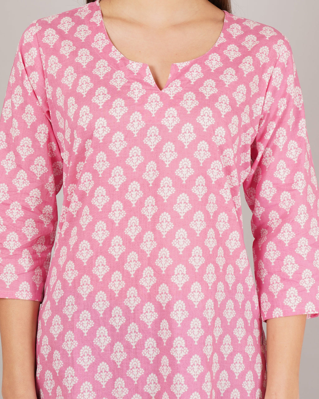 Jaitra Apparels Women Printed Pure Cotton Straight Kurta (Pink) | Grocsy