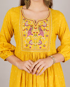 Jaitra Apparels Mustard Yellow Embroidered Pure Cotton Fabric Kurta Set With Dupatta | Grocsy
