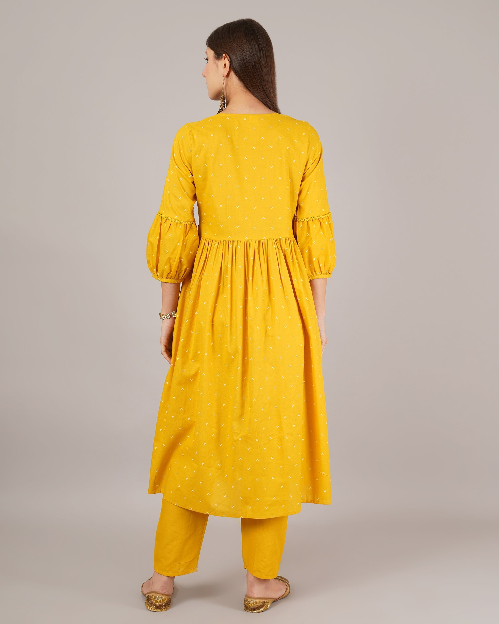 Jaitra Apparels Mustard Yellow Embroidered Pure Cotton Fabric Kurta Set With Dupatta | Grocsy