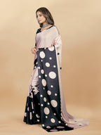 Vedant Vastram Digital Print Japan Satin Silk Party Wear Saree with Unstitched Blouse Piece - Black | Grocsy