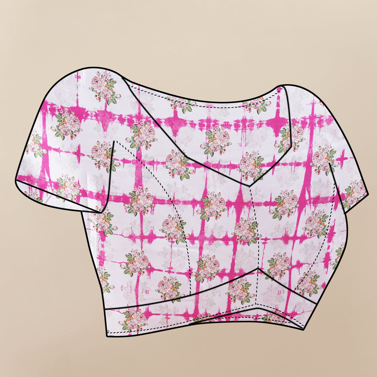 Vedant Vastram Digital Print Japan Satin Silk Party Wear Saree with Unstitched Blouse Piece - Pink | Grocsy