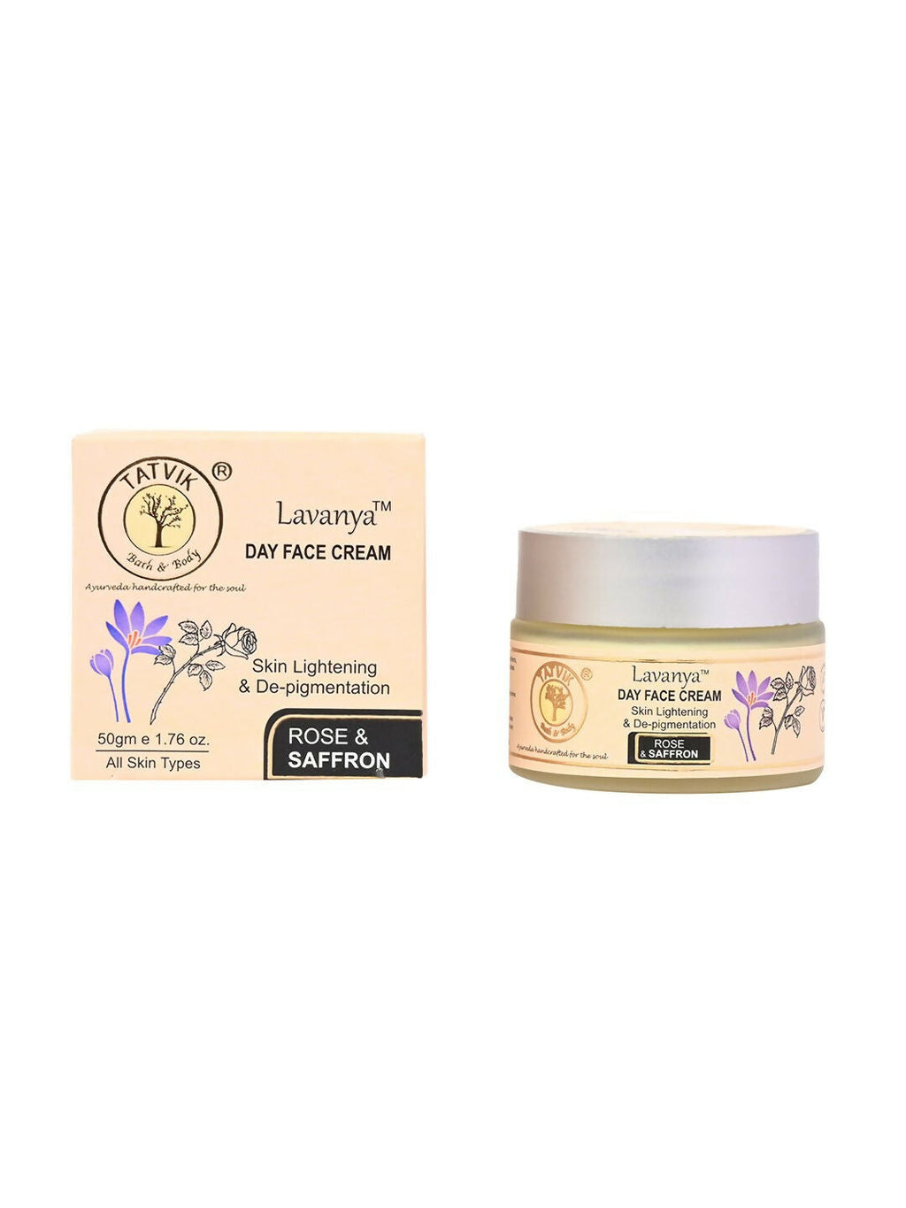 Tatvik Ayurveda Lavanya Day Face Cream (Rose & Saffron) | Grocsy