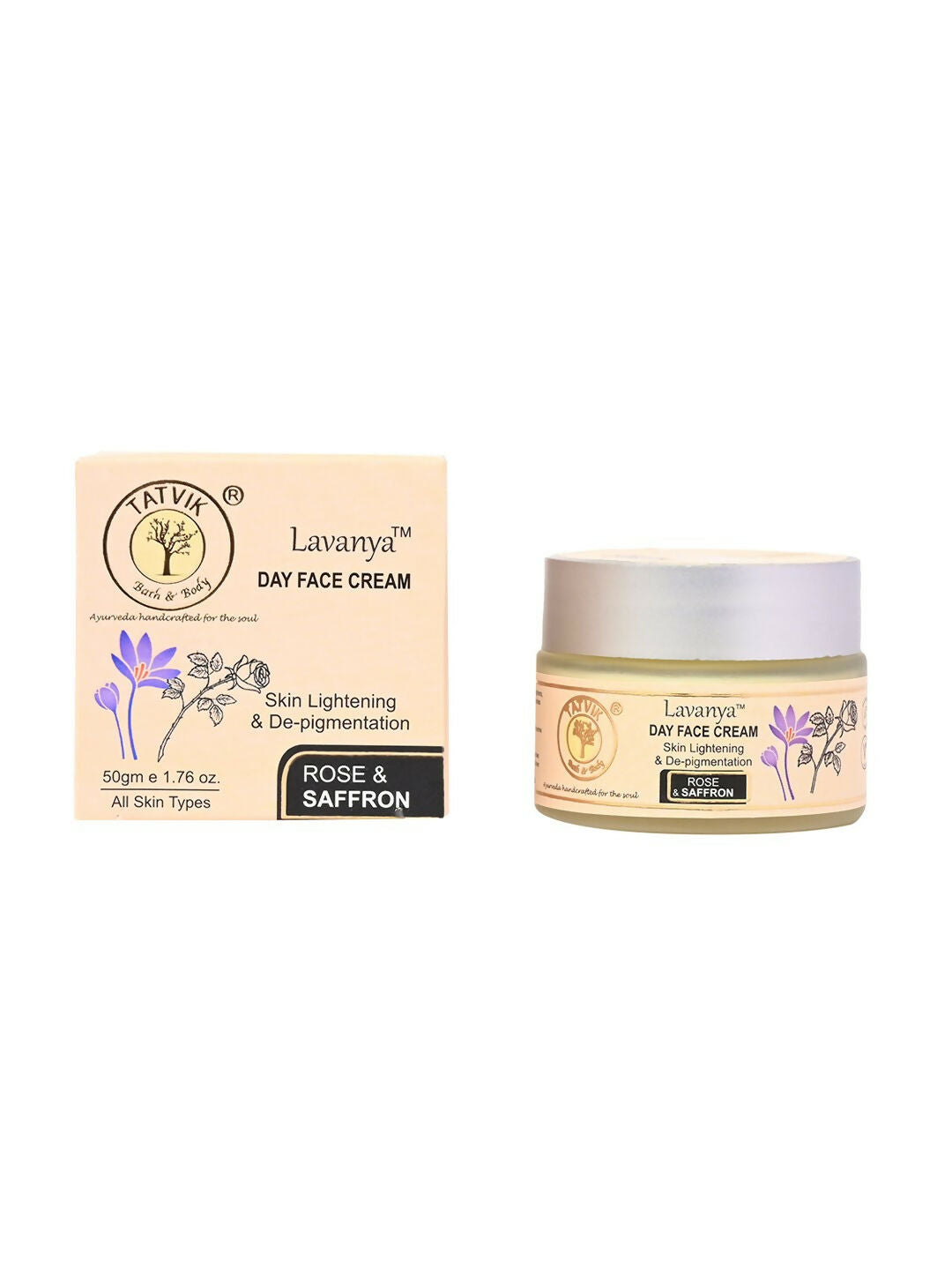 Tatvik Ayurveda Lavanya Day Face Cream (Rose & Saffron) | Grocsy